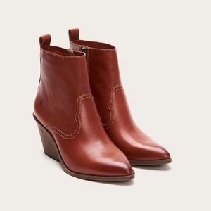 Mahogany Red Brown Amado Short Wedge Booties